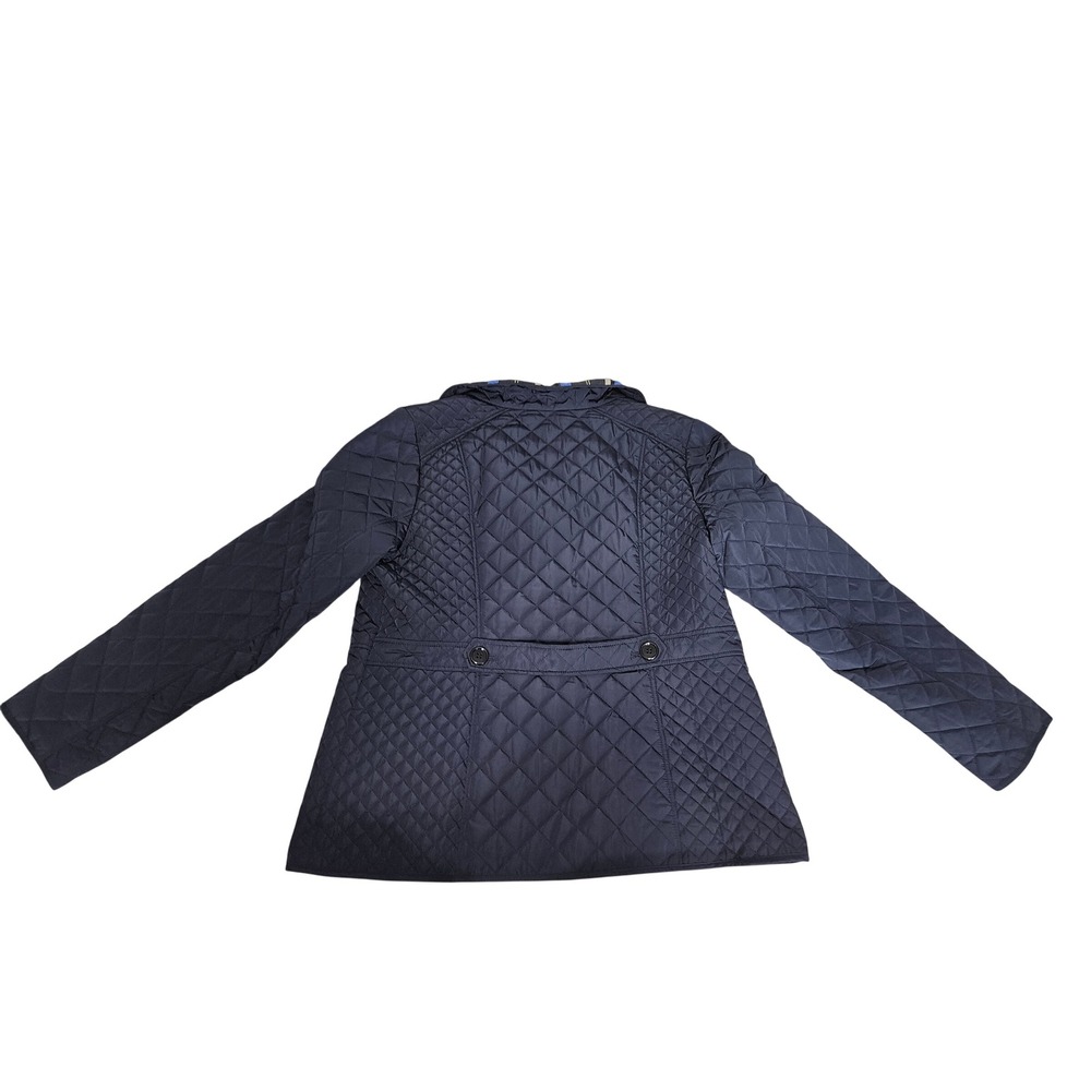 Liz Claiborne Women's Navy Blue Quilted Jacket Plaid Trim Button Front Coat XL - Picture 2 of 13